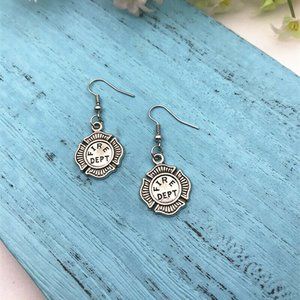Fire Department Silver Earrings